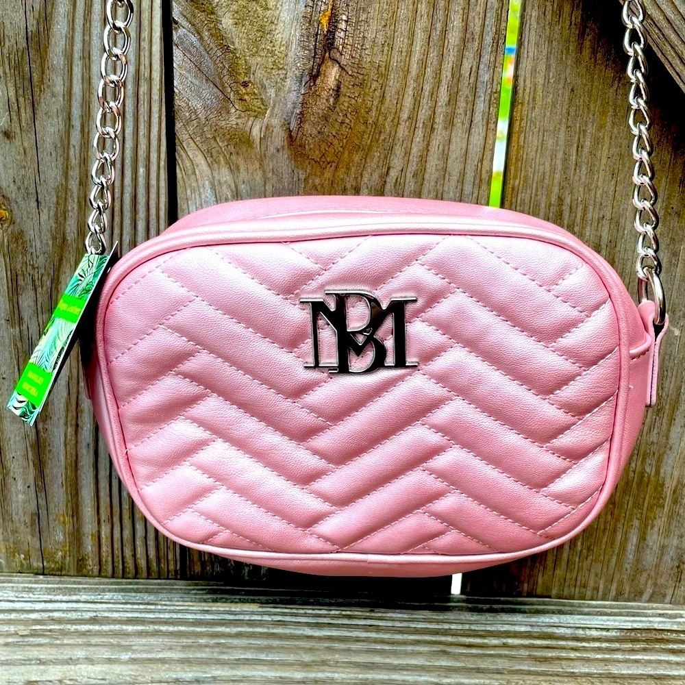 Badgley Mischka pink metallic crossbody bag